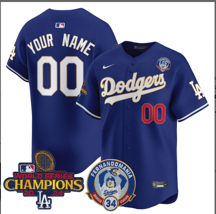 Men MLB Los Angeles Dodgers Custom blue 2024 World Series Champions Patch Cooperstown Jersey style 9->customized mlb jersey->Custom Jersey